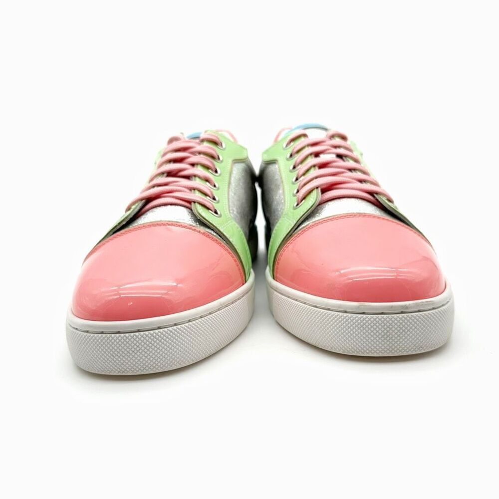 CHRISTIAN LOUBOUTIN Fun Viera Pink Glitter Low Top Sneakers Size 40 Lace Up - Picture 10 of 14